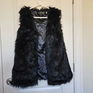 Black Faux Fur Vest